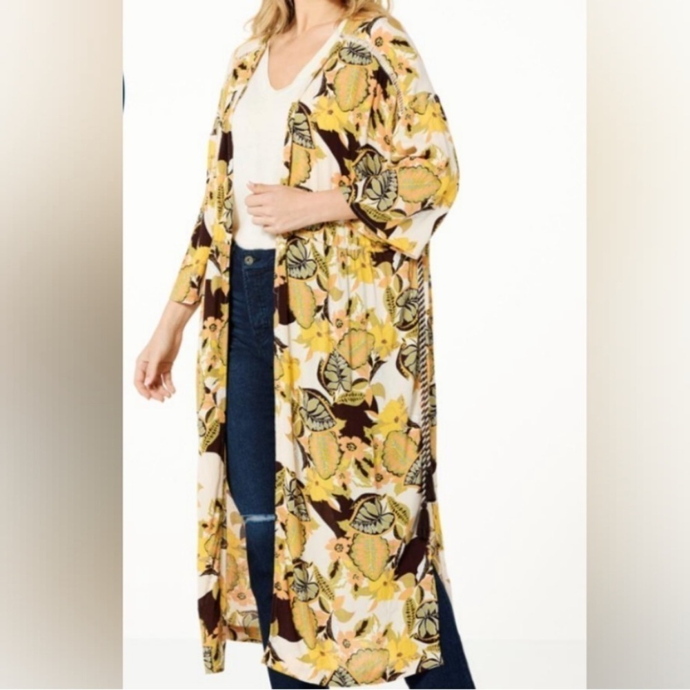 Jessica Simpson Chiffon Lailaa Duster Cloverfield Green Black Orange Size M